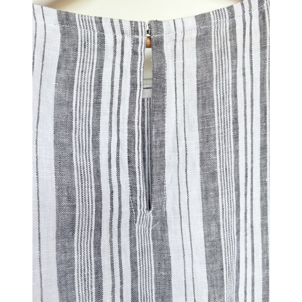 Garnet Hill Meraki Linen Shift Dress Gray White Stripe European Flax Coastal M - Picture 8 of 14